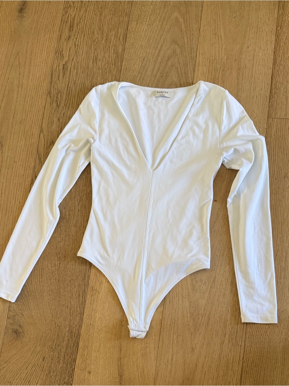 Artizia Babaton Women’s Long Sleeve White One-Piece Bodysuit Size Small